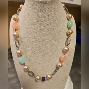 Silver, Pearls and Stones Necklace